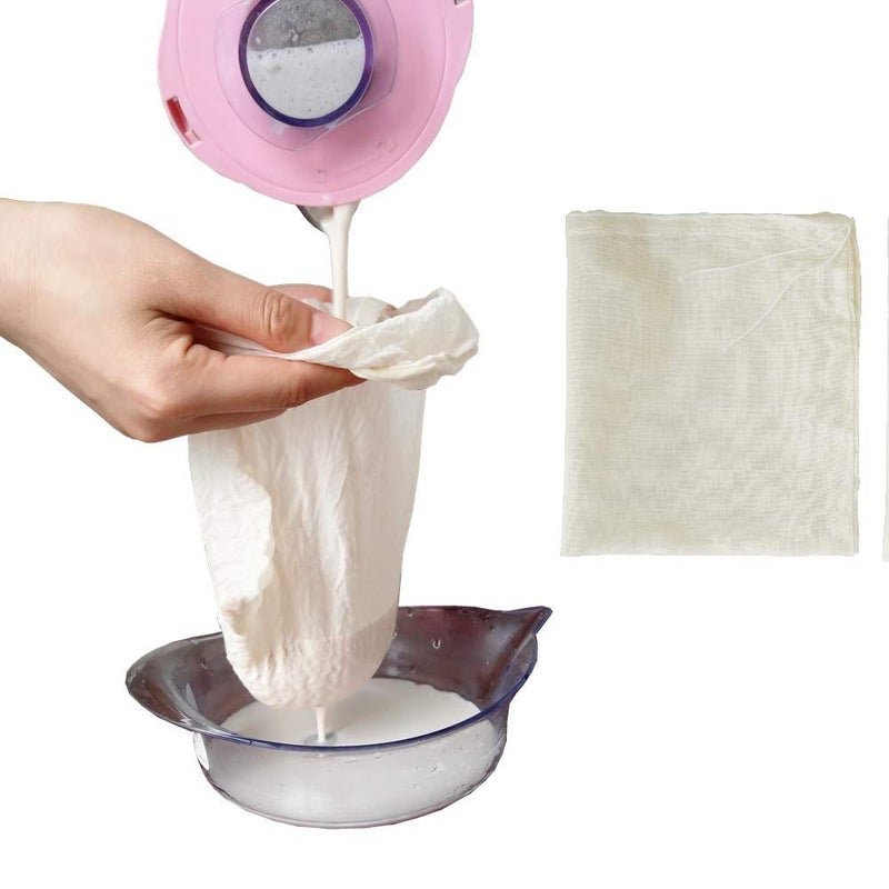 AUXIN Cheesecloth Bags for Straining,Reusable Cold Brew Coffee Cheese Cloths Strainer,Large Nut Milk Tea Juice Bag,100% Natural Cotton Fine Mesh Filter Bags(Medium,4 Pack) - Image 2